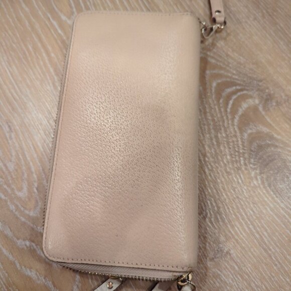 Kate Spade Anita Grove Street Leather Double Zipper Wallet Beige Cream - Picture 5 of 8